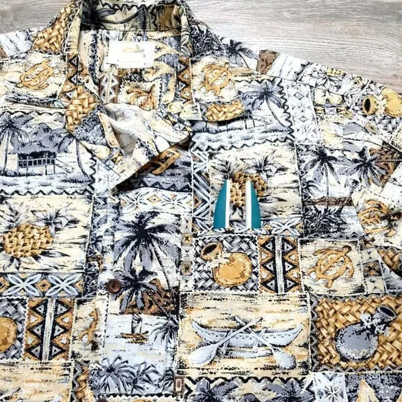 Ho Aloha Mens Medium Short Sleeve Shirt Hawaiian Vacation Beach Island Casual - Picture 7 of 10